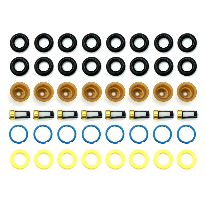 HiSport Fuel Injector Seal Kits Include O-rings  Pintle Caps  Seal Spacers and Filter Baskets Universal Repair Set Replaces 0280150962 [8 Set] - Image 1